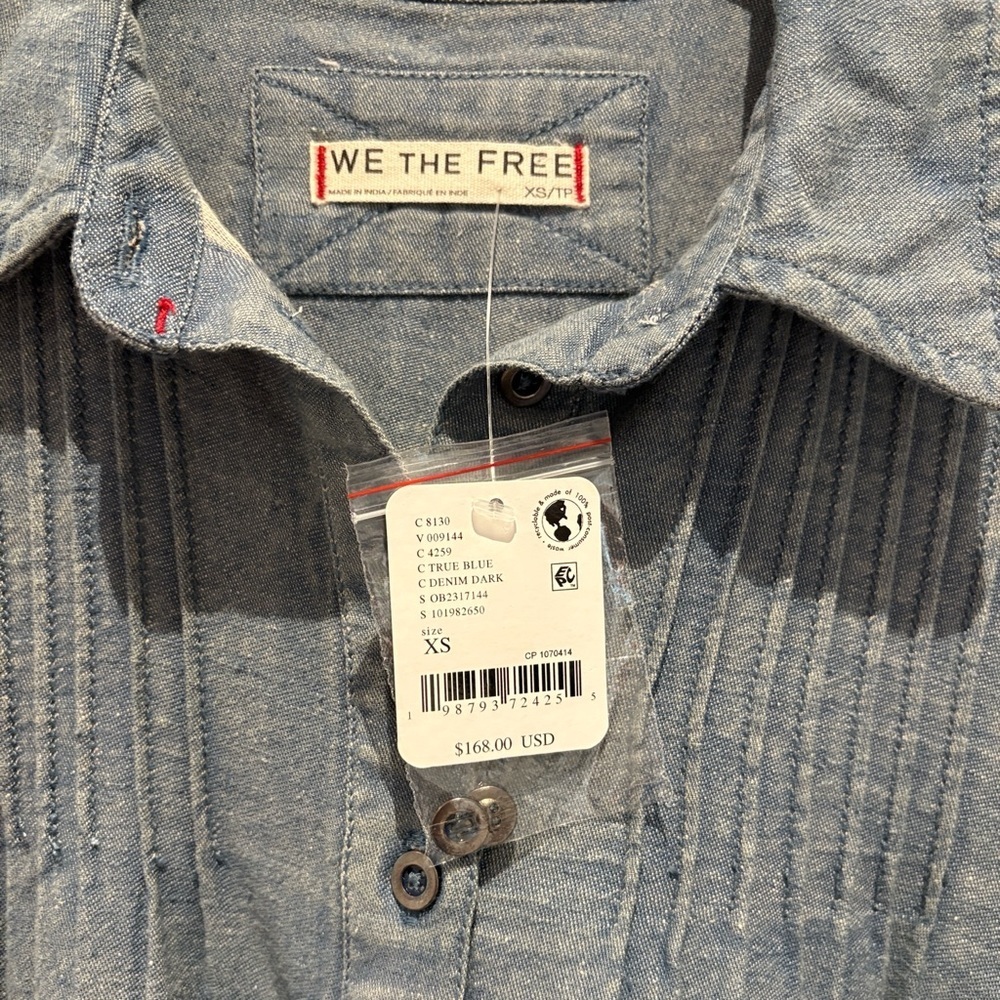 Free People Down East Denim Mini Dress NWT , sz : XS - Picture 7 of 12